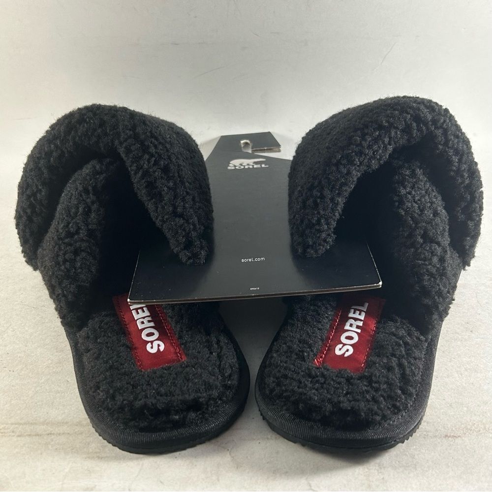 Sorel Go Mail Run Womens Faux Fur Slippers Black Size 10 - Picture 4 of 7